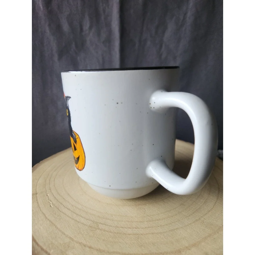 Cobwebs & Cauldrons Witchy Cat with Pumpkins‎ Mug~Halloween Black Cat
